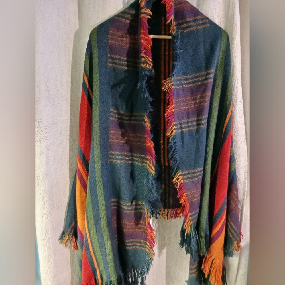 Merona Shawl wrap with fringe Fall colors